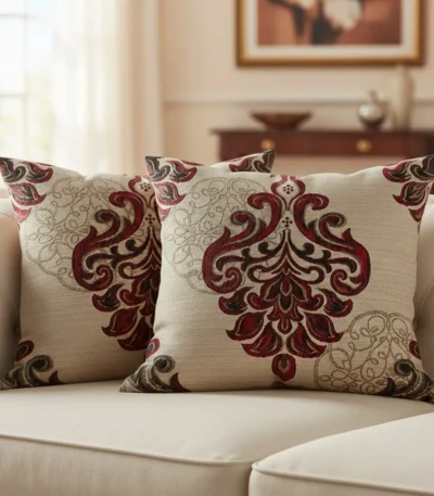 Baroque Red Floral Cushion