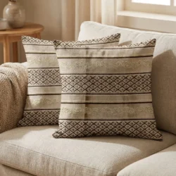Beige Cushion With Stripes