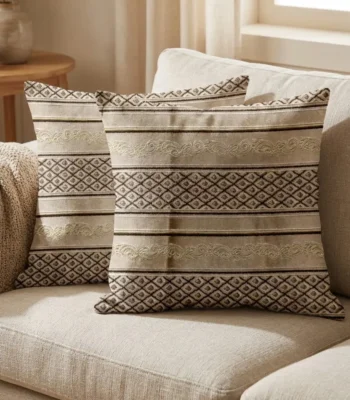 Beige Cushion With Stripes