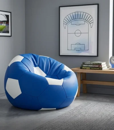 Blue White Soccer Bean Bag