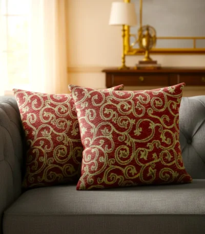 Brocade Jacquard Cushion Red
