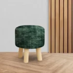 Dark Green Velvet Wooden Stool