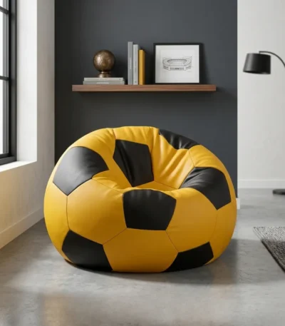 Gold Black Soccer Bean Bag