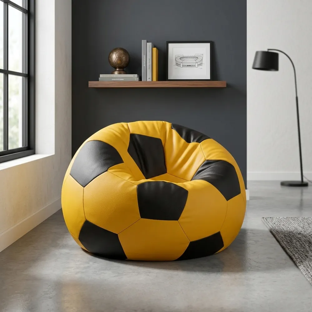 Gold Black Soccer Bean Bag