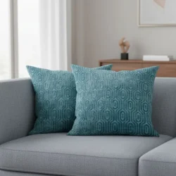 Modern Teal Cushion Geometric