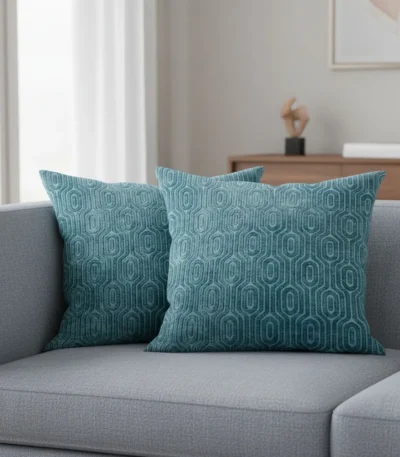 Modern Teal Cushion Geometric