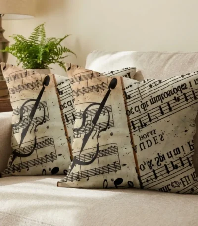 Musical Accent Cushion Vintage Style
