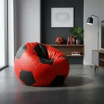 Red Black Soccer Bean Bag