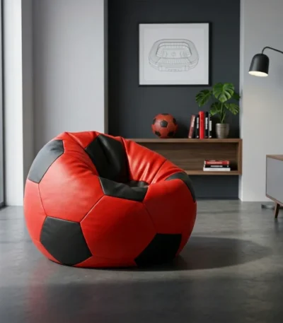 Red Black Soccer Bean Bag