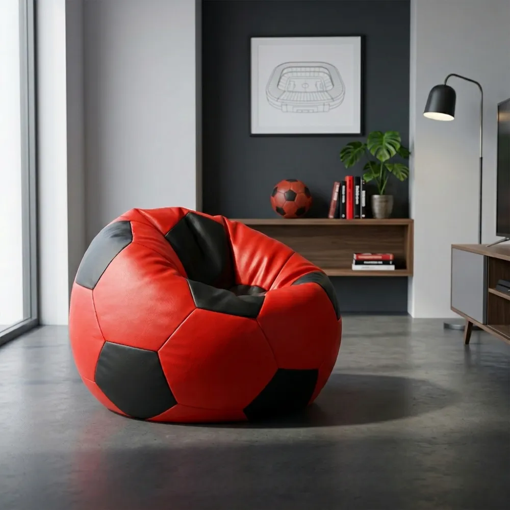 Red Black Soccer Bean Bag
