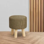 Round Wooden Stool Checkered Design