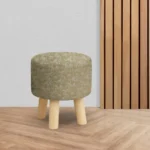 Round Wooden Stool Floral Textured Design