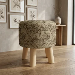 Stylish Floral Wooden Sitting Stool