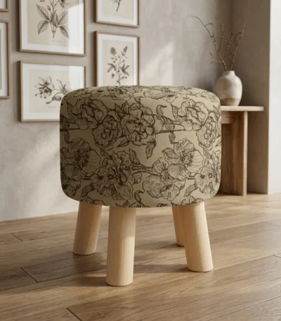 Stylish Floral Wooden Sitting Stool