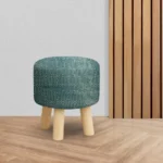 Teal Geometric Wooden Stool