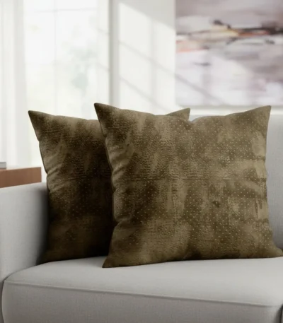 Velvet Cushion Brown Polka Style