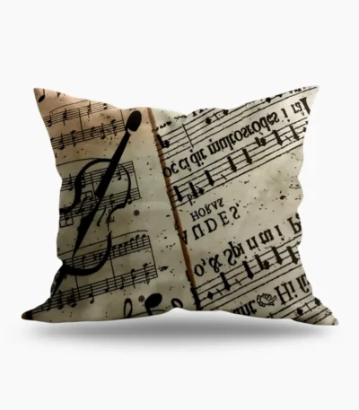 Vintage Music Notes Cushion