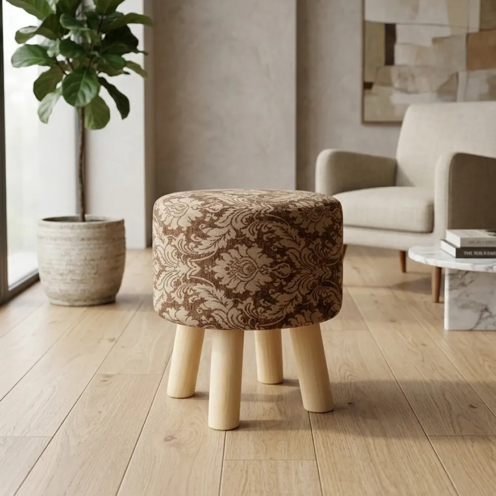 Wooden Stool Floral Regal Print